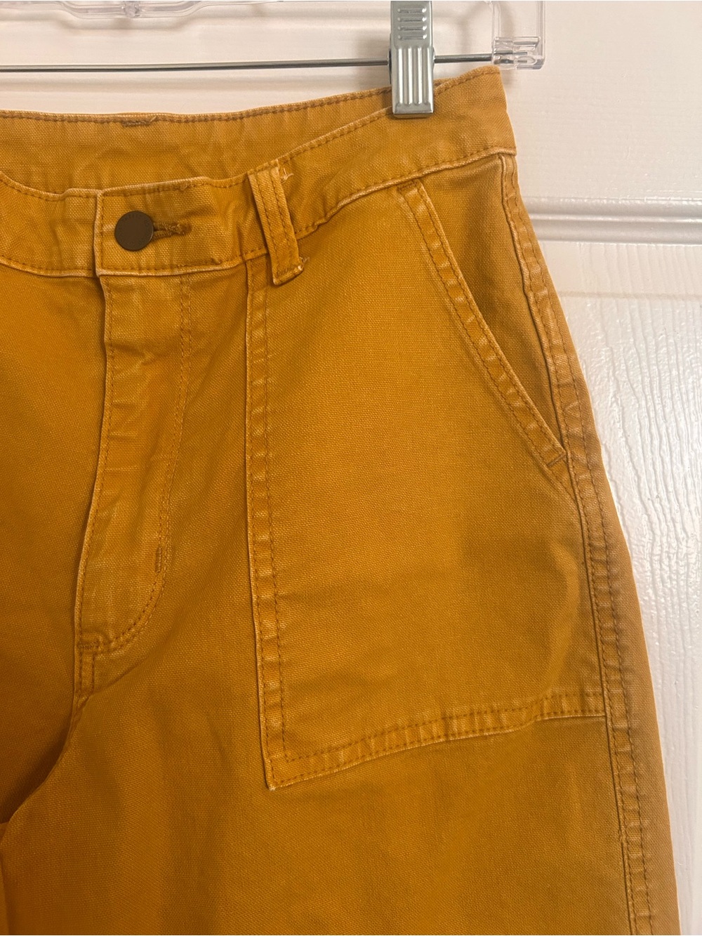 Washed Mustard Yellow Wide Leg Crop Pant - Picture 3 of 4